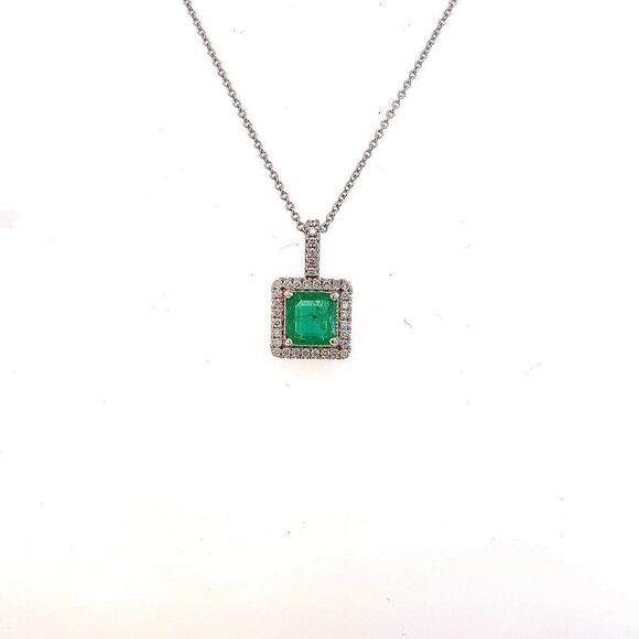 Natural Emerald Diamond Necklace 18" 14k WG 2 TCW Certified $4,950 309026 - Picture 9 of 11